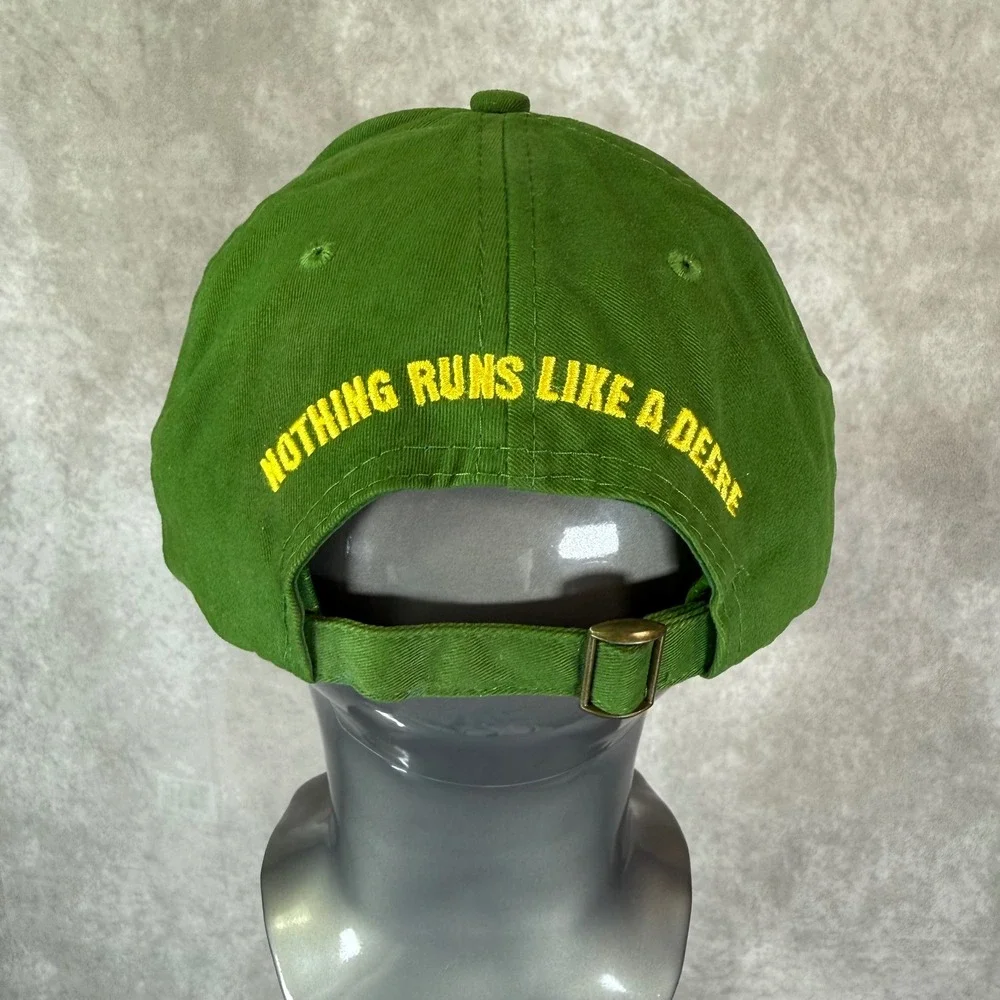 John Deere Baseball Cap Men OSFA Green Solid Embroidered Logo Adjustable Hat